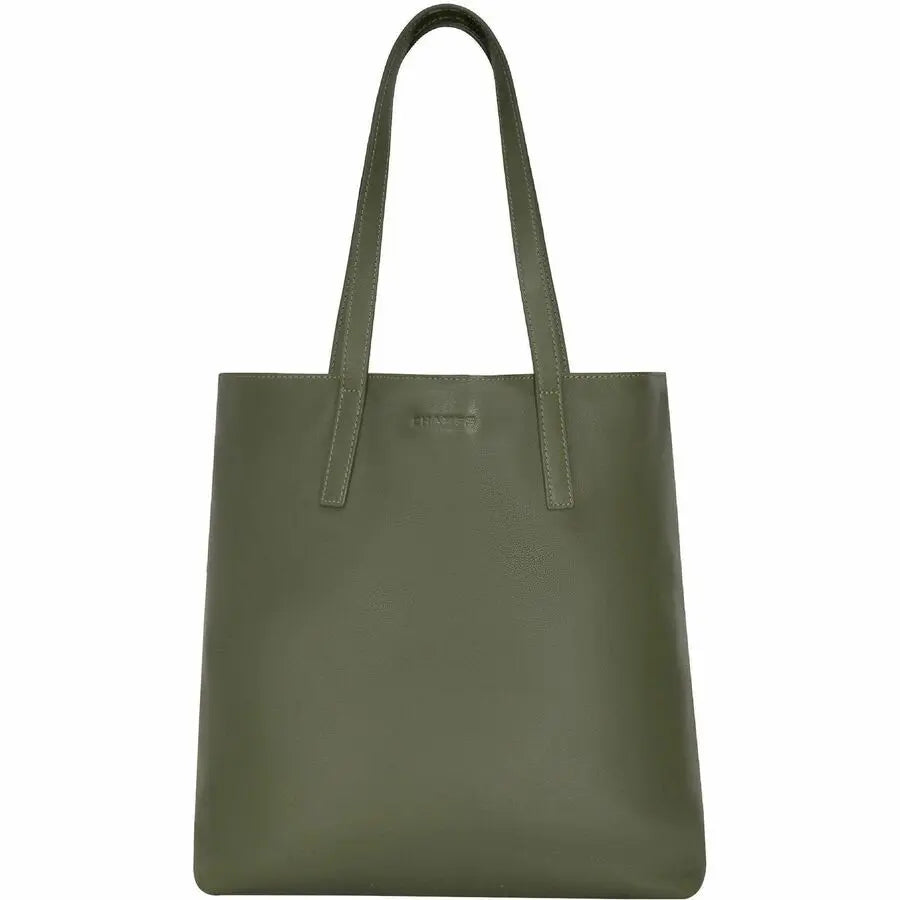 Champs International Onyx Leather Vertical Tote for 15.6-Inch Laptop and 11-Inch Tablet - Black