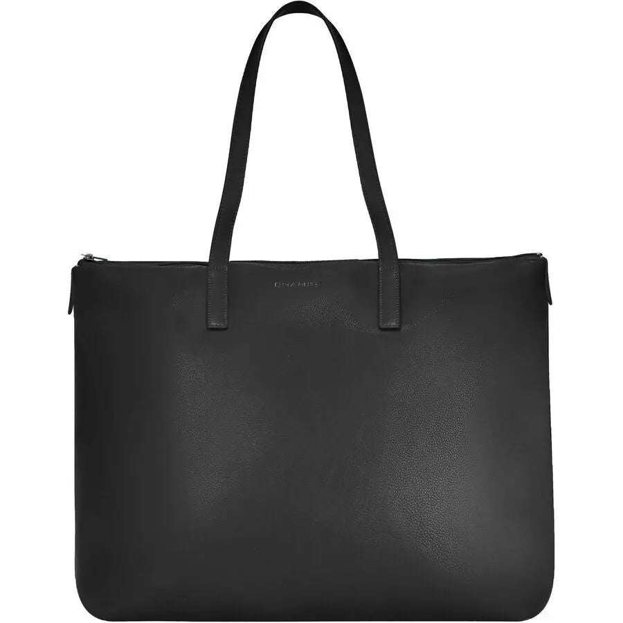 Champs International Onyx Leather Business Tote for 15.6-inch Laptop and 11-inch Tablet - Black