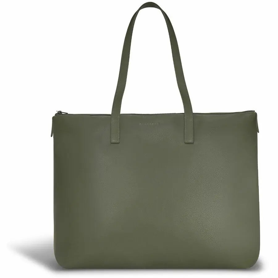 Champs International Onyx Leather Business Tote Khaki with 15.6-Inch Laptop & RFID Protection