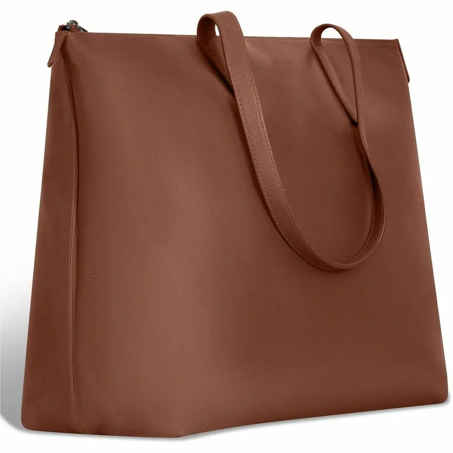 Champs Onyx Leather Business Tote for 15.6-Inch Laptop and 11-Inch Tablet, Brown