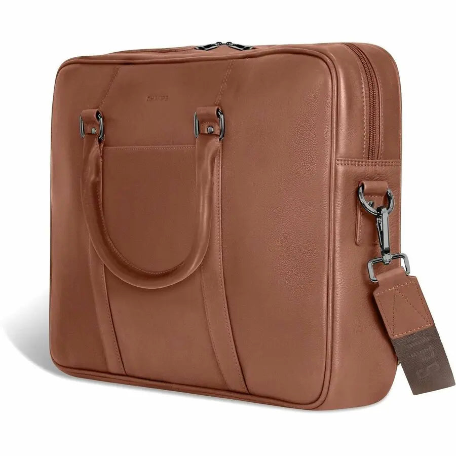 Champs Onyx Leather Slim Briefcase for 15.6-Inch Laptops and Tablets - Brown