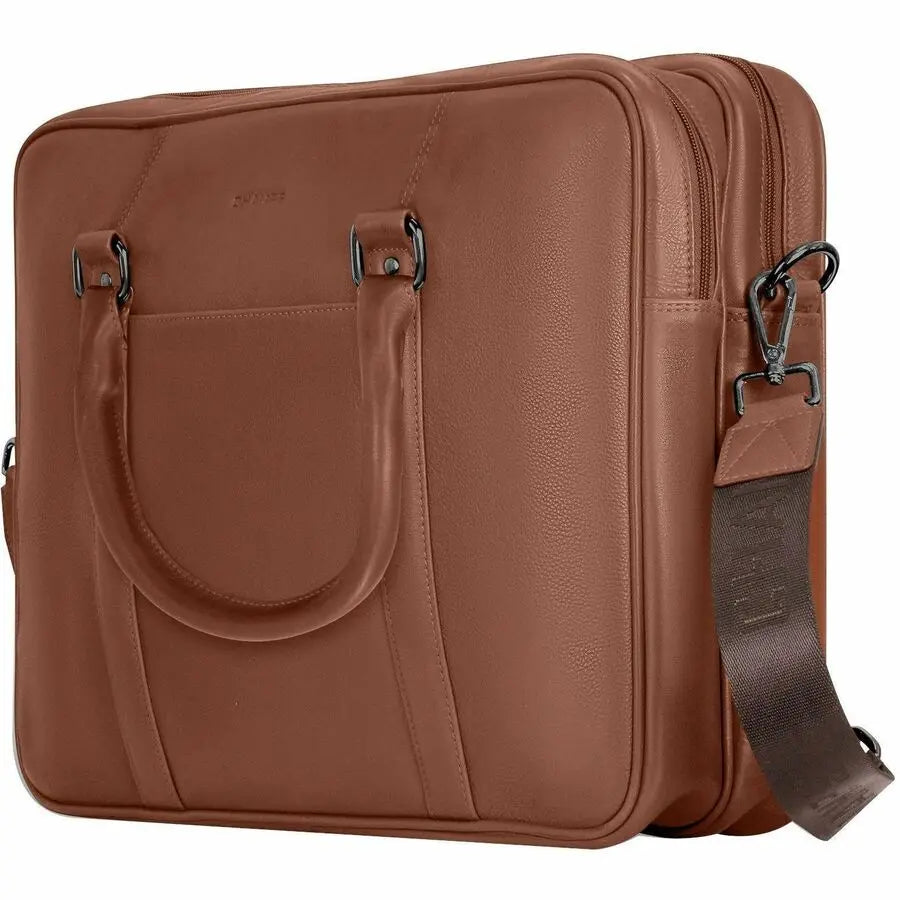 Champs International Onyx Leather Briefcase for 15.6-Inch Laptops and Tablets - Brown