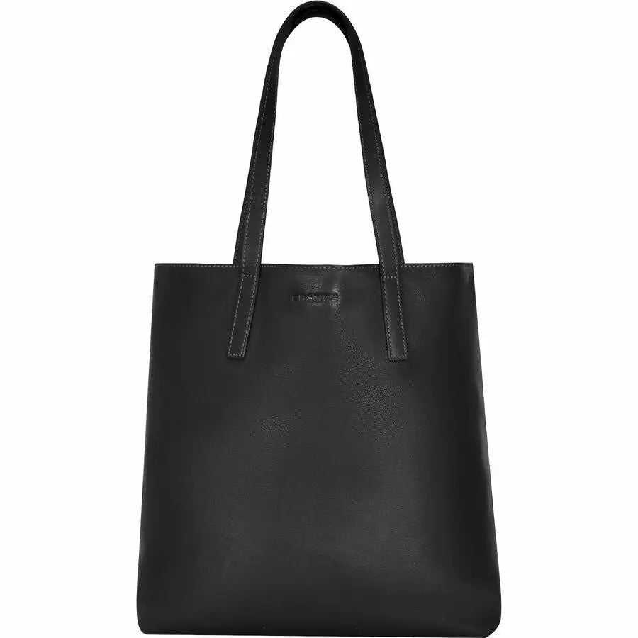 Champs International Onyx Leather Vertical Tote for 15.6-Inch Laptop and 11-Inch Tablet - Black