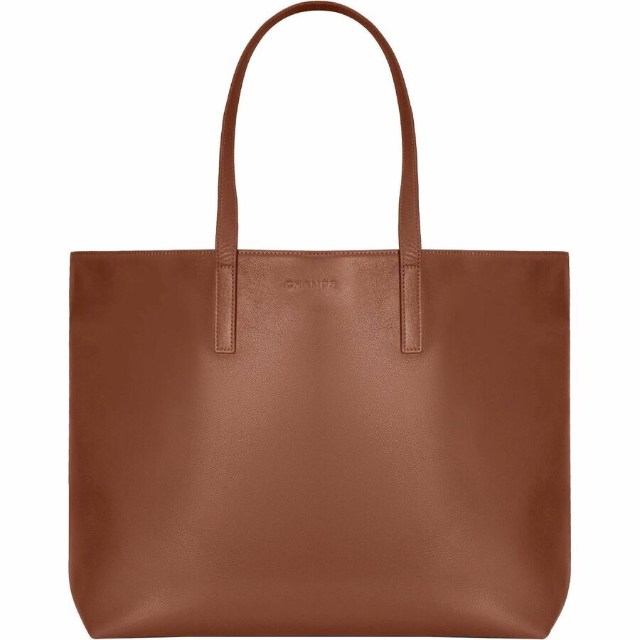 Champs Onyx Leather Open Tote OB-414-BROWN for 15.6-Inch Laptop, Brown