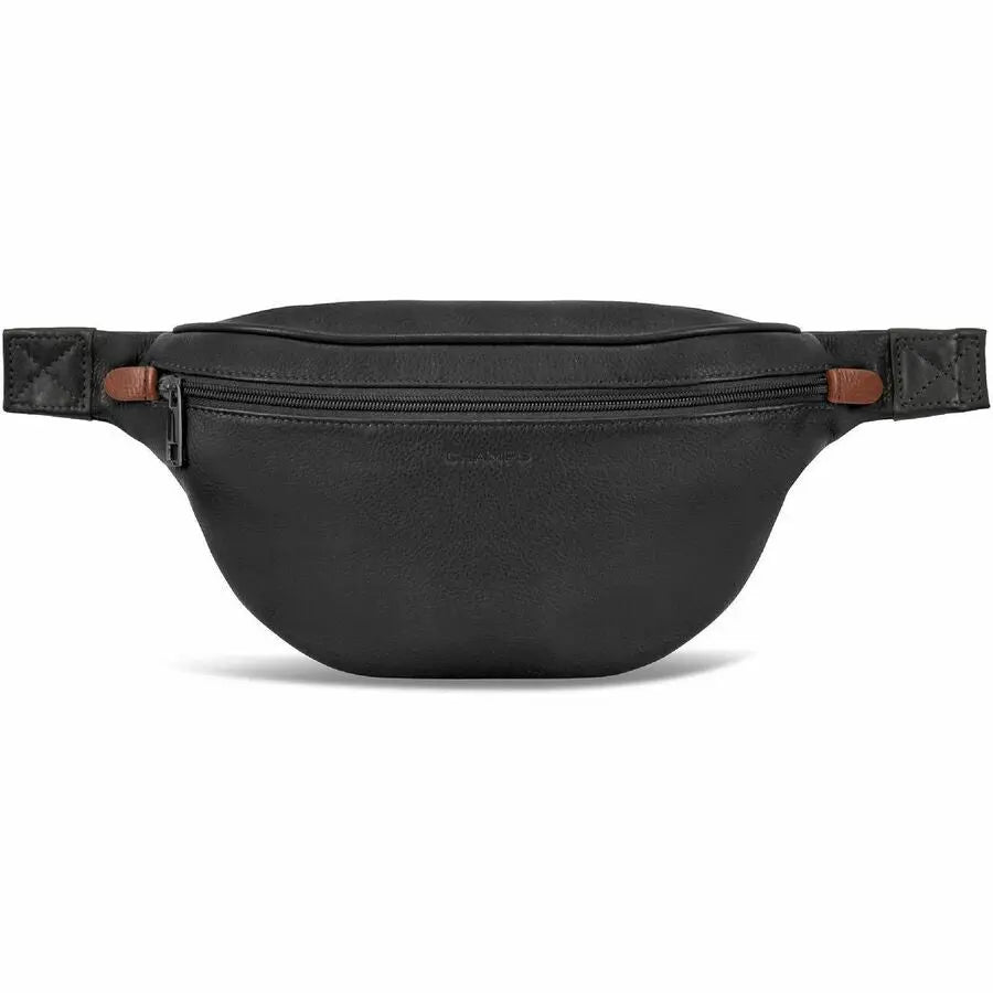 Champs International Onyx Leather Waist Pack – RFID-Resistant Top Grain Cowhide with Adjustable Strap in Black