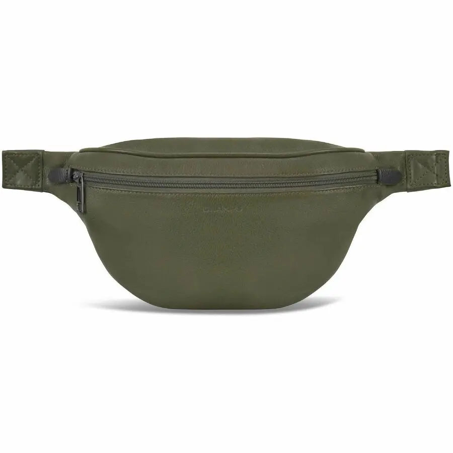 Champs International Onyx Leather Waist Pack - Khaki, RFID Resistant Carrying Case