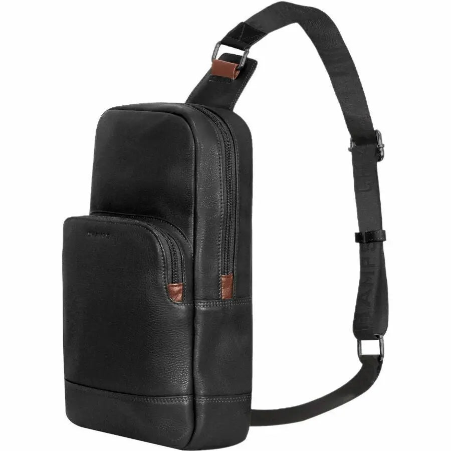 Champs International Onyx Leather Sling Bag - Black with RFID Protection