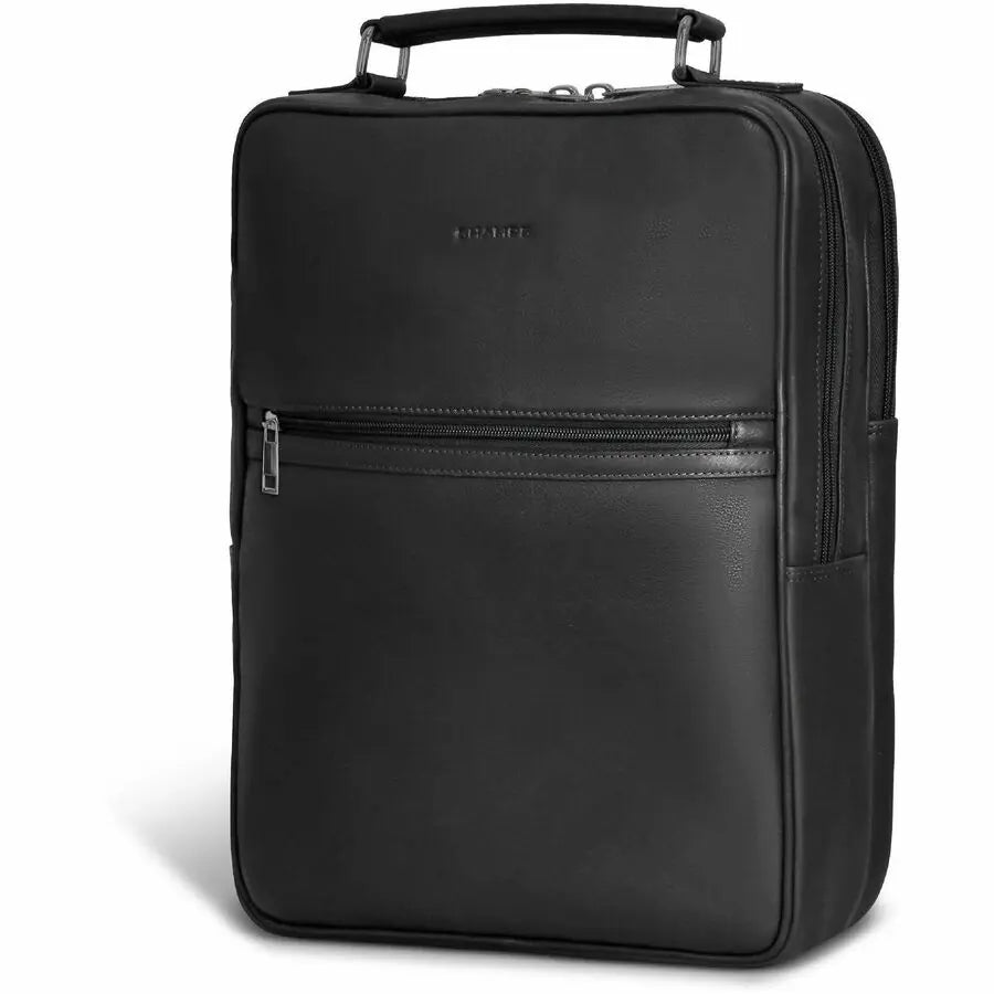 Champs International Onyx Leather Compact Backpack for 15.6-Inch Laptops - Black