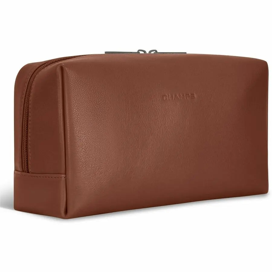 Champs International Onyx Leather Toiletry Bag Brown – Premium Top-Grain Cowhide with RFID Protection