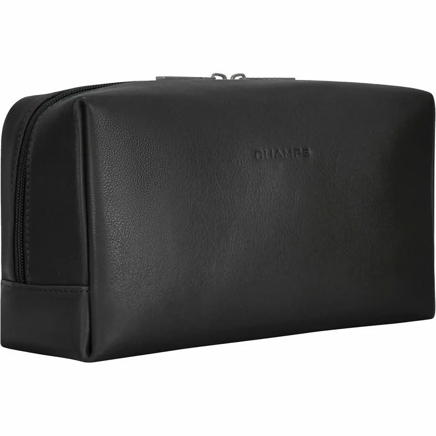 Champs International Onyx Leather Toiletry Bag – Black, RFID-Resistant Travel Organizer