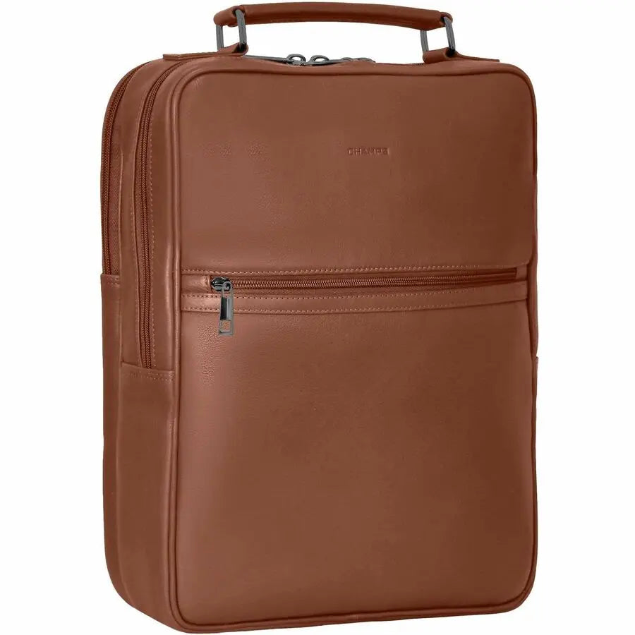 Champs International Onyx Leather Compact Backpack for 15.6-Inch Laptops, Brown