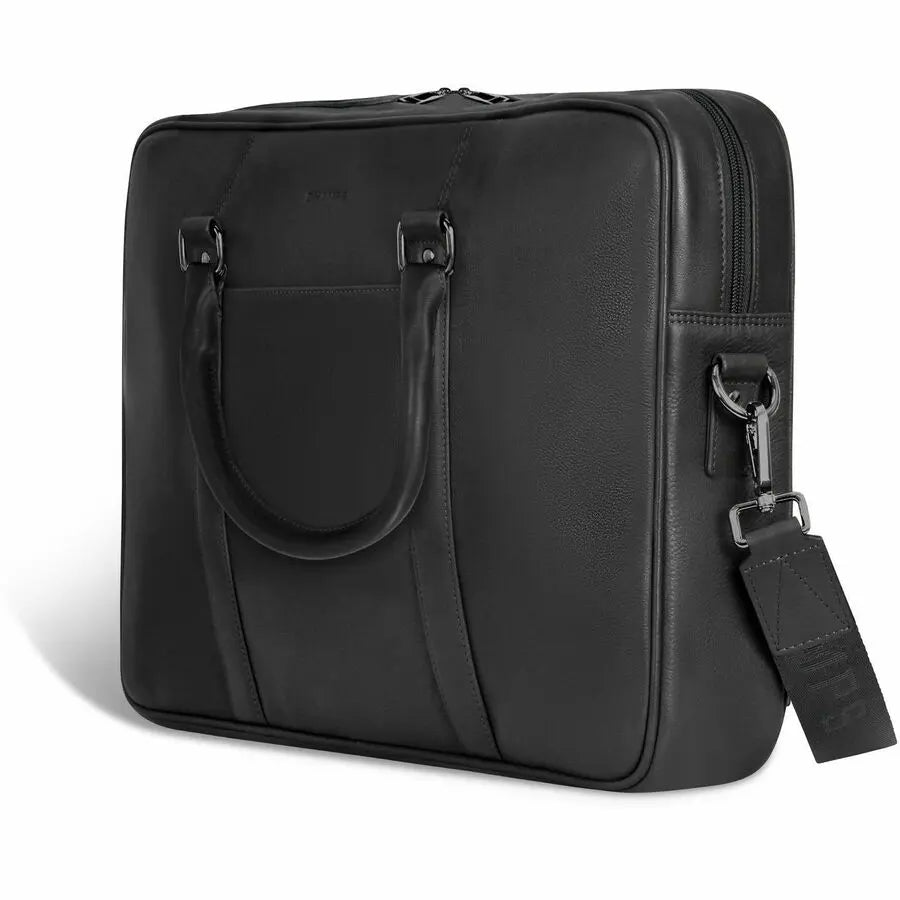 Champs International Onyx Leather Slim Briefcase for 15.6-inch Laptop and 11-inch Tablet, Black