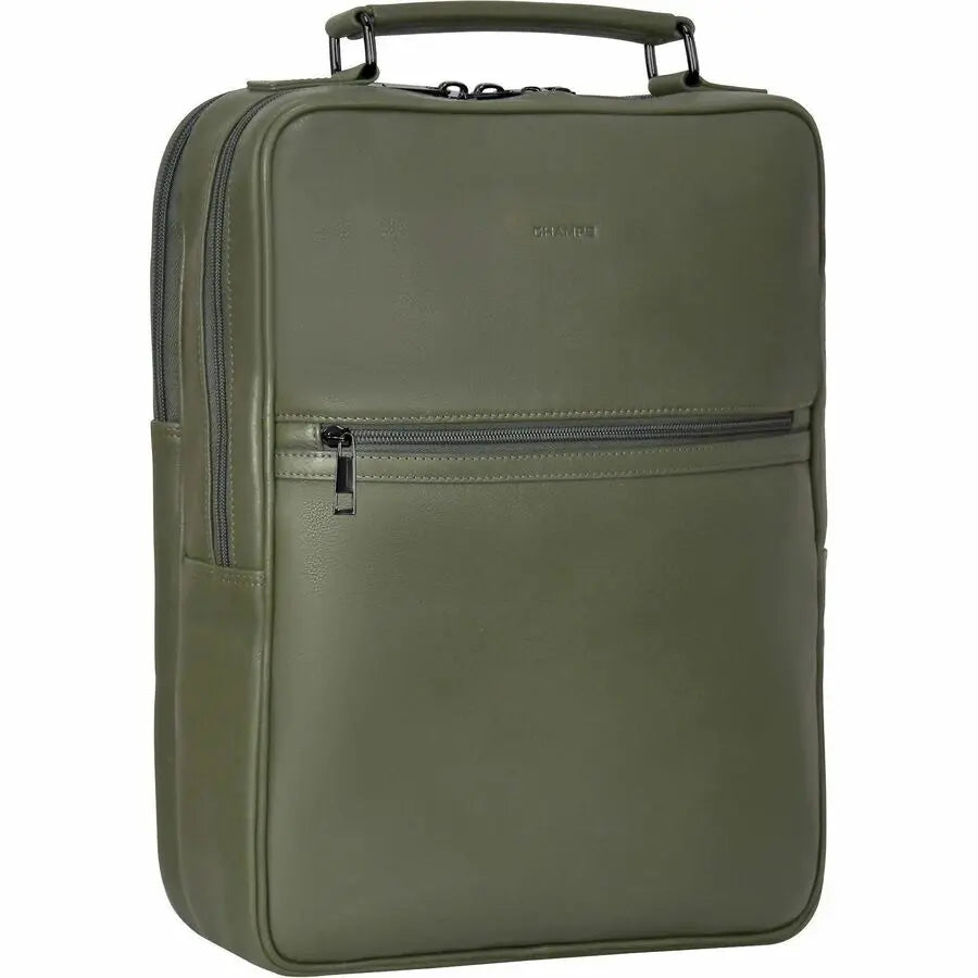 Champs International Onyx Leather Compact Backpack for 15.6-Inch Laptops - Khaki
