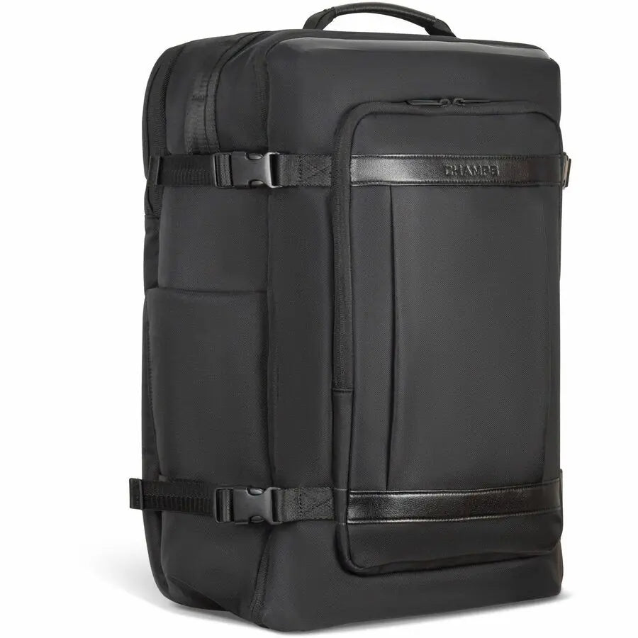 Champs International Onyx Carry-On Backpack with 17-Inch Laptop and USB-C Charging Port, Black