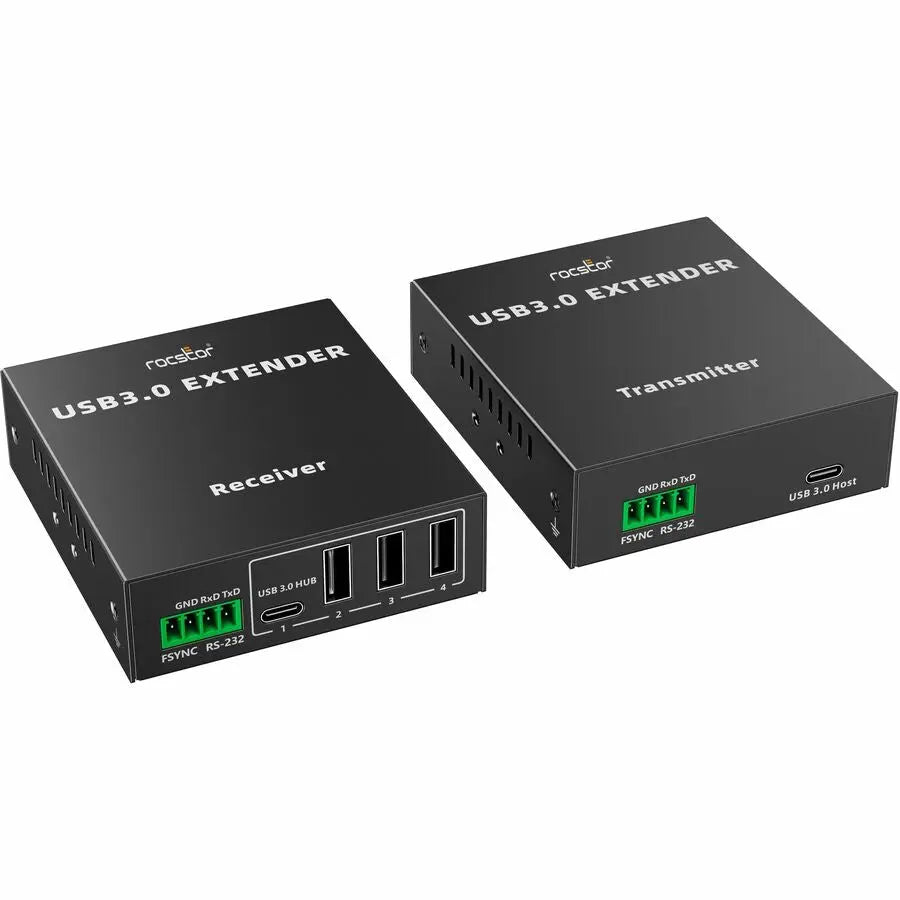 Rocstor TrueReach TR16 USB Extender Kit with 4-Port USB 3.2/3.0 over Cat6/Cat7 | Long Range High-Speed USB Extension