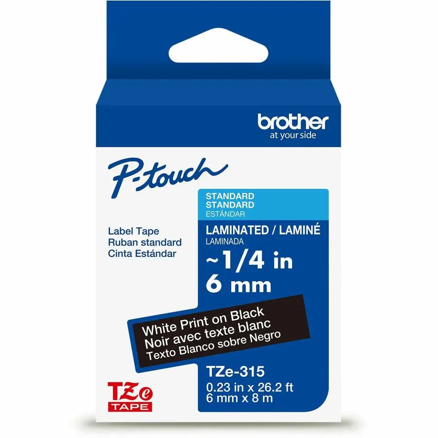 Brother Genuine P-touch TZe315 Laminated Label Tape, 6mm x 8m - Black on White