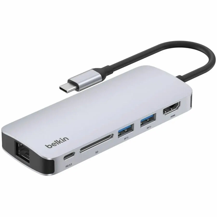 Belkin Connect USB-C 6-in-1 Multiport Hub Docking Station - Portable USB-C to HDMI, Ethernet, USB-A & SD Card Reader for MacBook Pro, iMac & USB-C Laptops