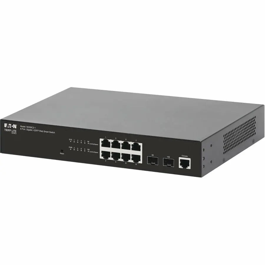 Tripp Lite series 8-Port Managed Gigabit Ethernet Switch - Layer 2, 1 Gbps, 2x GbE SFP Ports, 1U Rack/Desktop
