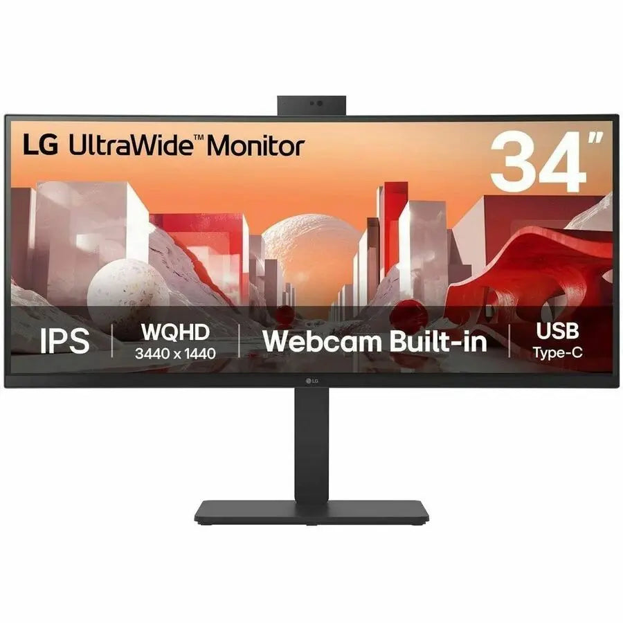 LG 34BA85QE-B 34-Inch Curved WQHD LED Monitor with Webcam and Adjustable Stand