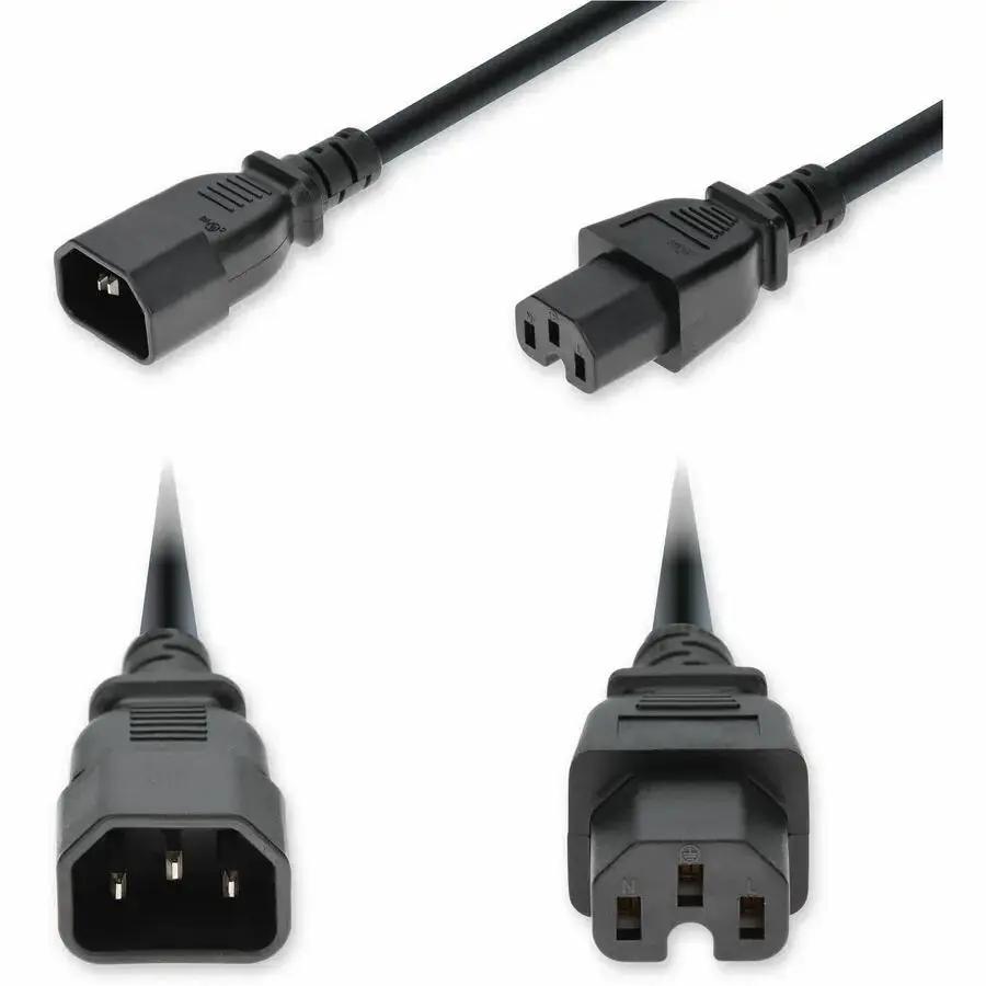 AddOn 4ft C14 Male to C15 Female Power Cable, 14 AWG, 250V, Black by ADDON
