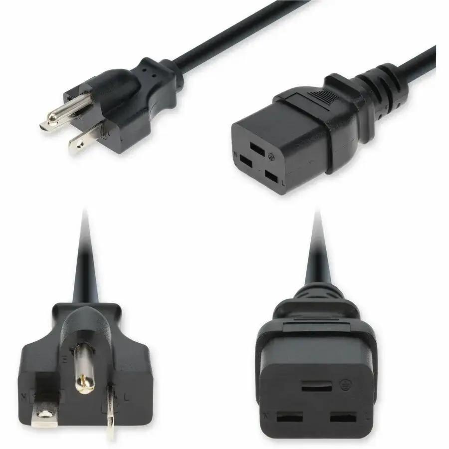 AddOn 3 ft NEMA 5-20P to C19 Power Cord - 12 AWG 125V Industrial Grade Black by ADDON