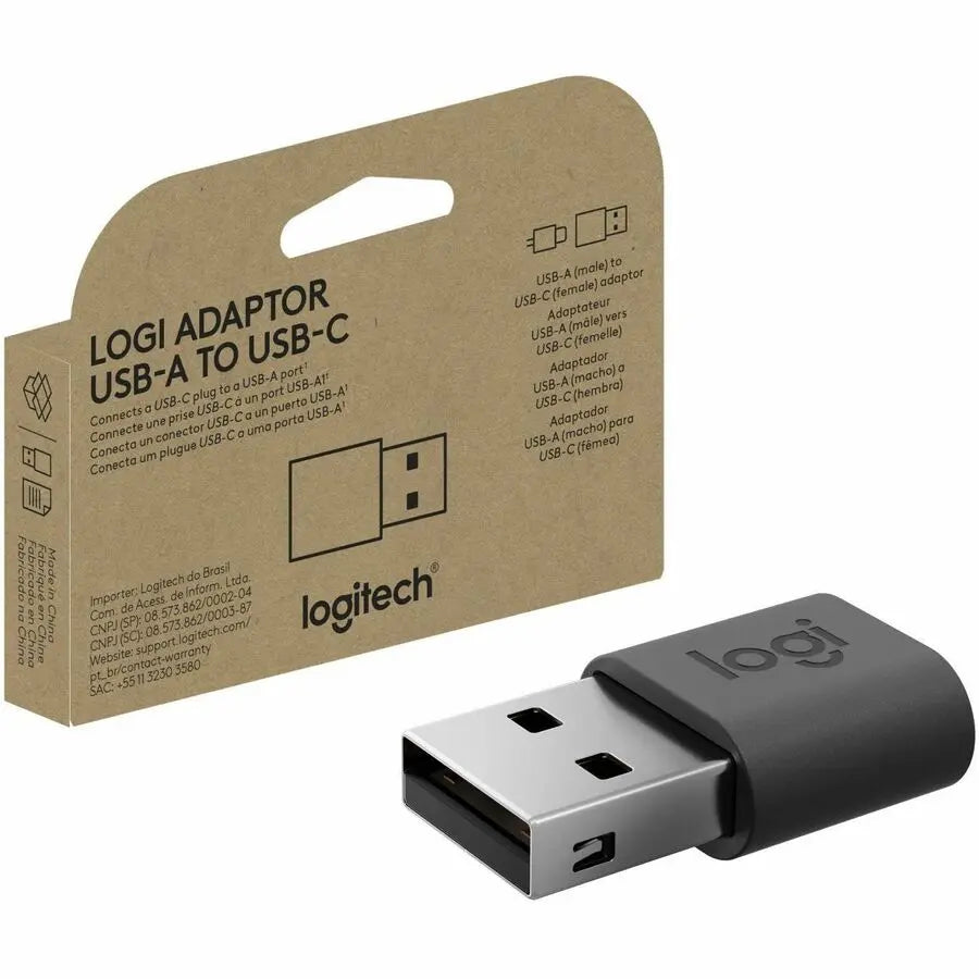 Logi USB-A to USB-C Adaptor, USB adaptor, graphite