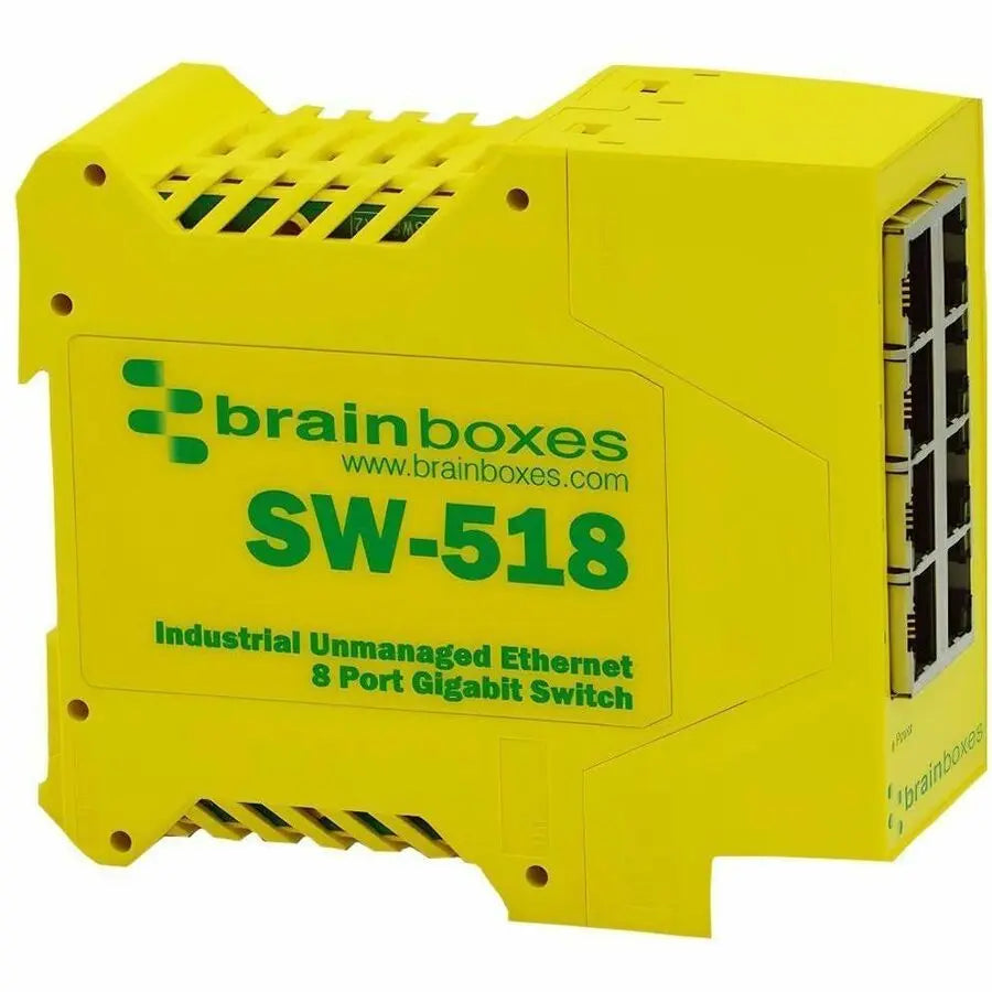 Brainboxes SW-518 Industrial 8-Port Gigabit Ethernet Switch for DIN Rail Mounting