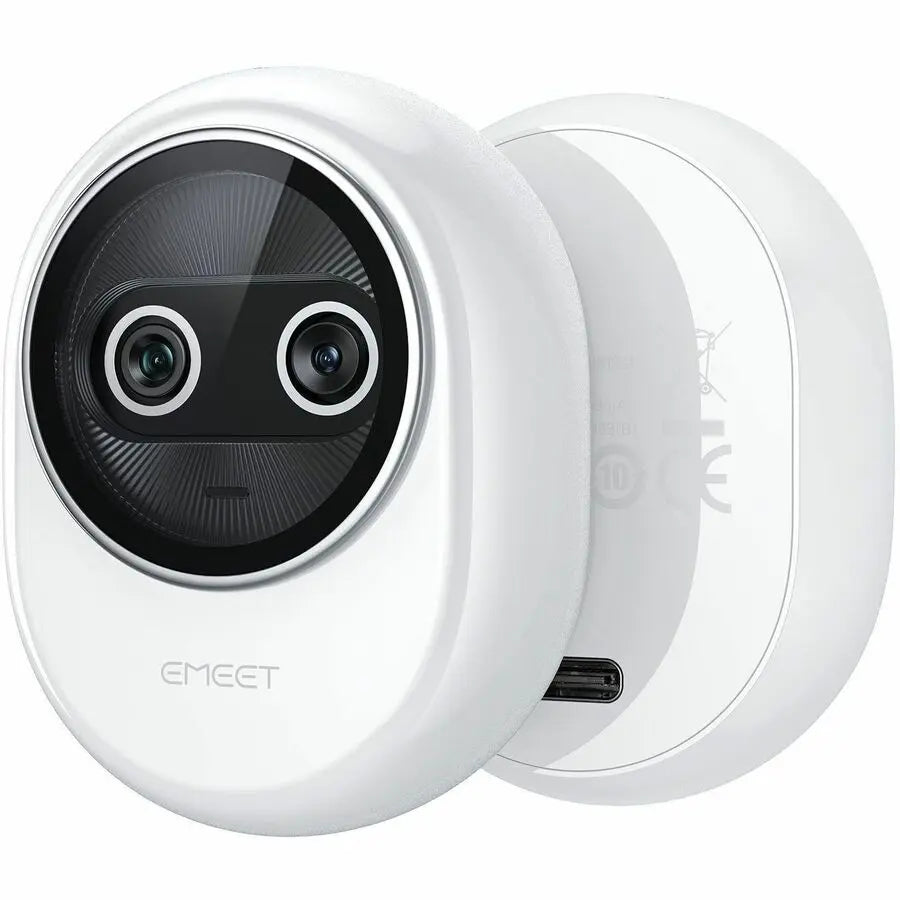 EMEET Piko+ White Dual-Lens 4K Webcam with AI Assistance and Privacy Cover