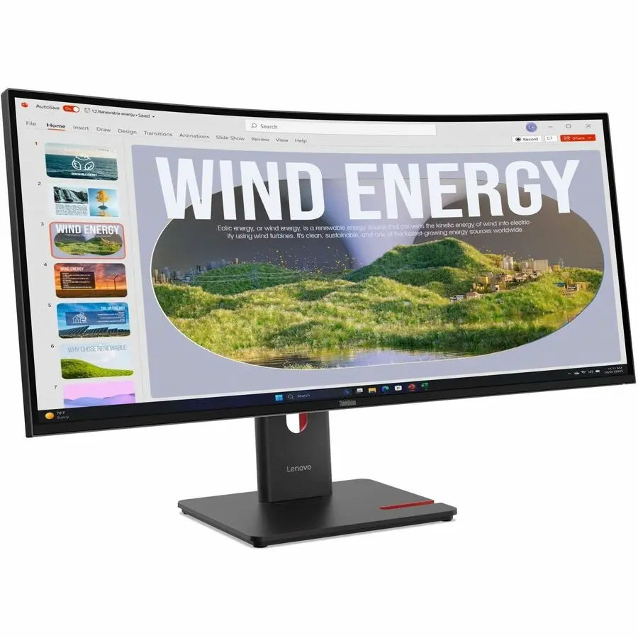 Lenovo ThinkVision T34WD-40 Widescreen LED Monitor - 34-Inch QHD Curved Display with USB-C Docking and Eye Comfort Certification