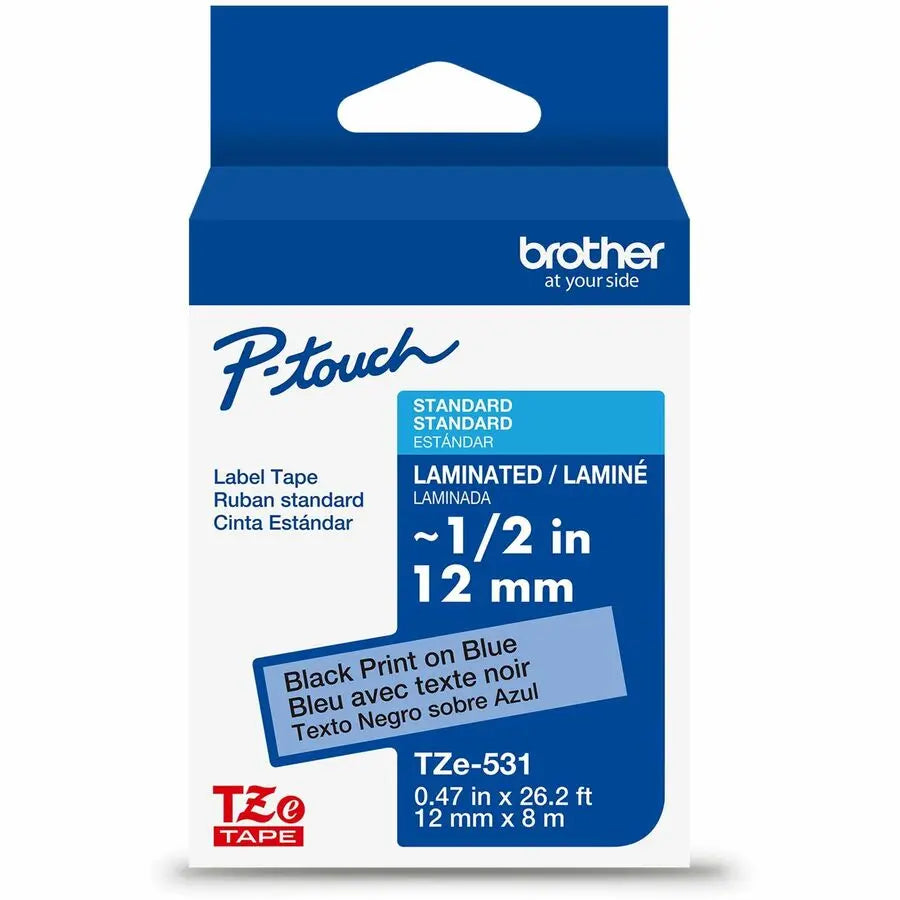 Brother Genuine P-touch TZe531 BK on BK Laminated Label Tape, 12mm x 8m