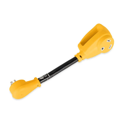 Camco Power Grip 12-Inch Dogbone Electrical Adapter, 15 Amp Male to 30 Amp Female, 125V/1875W