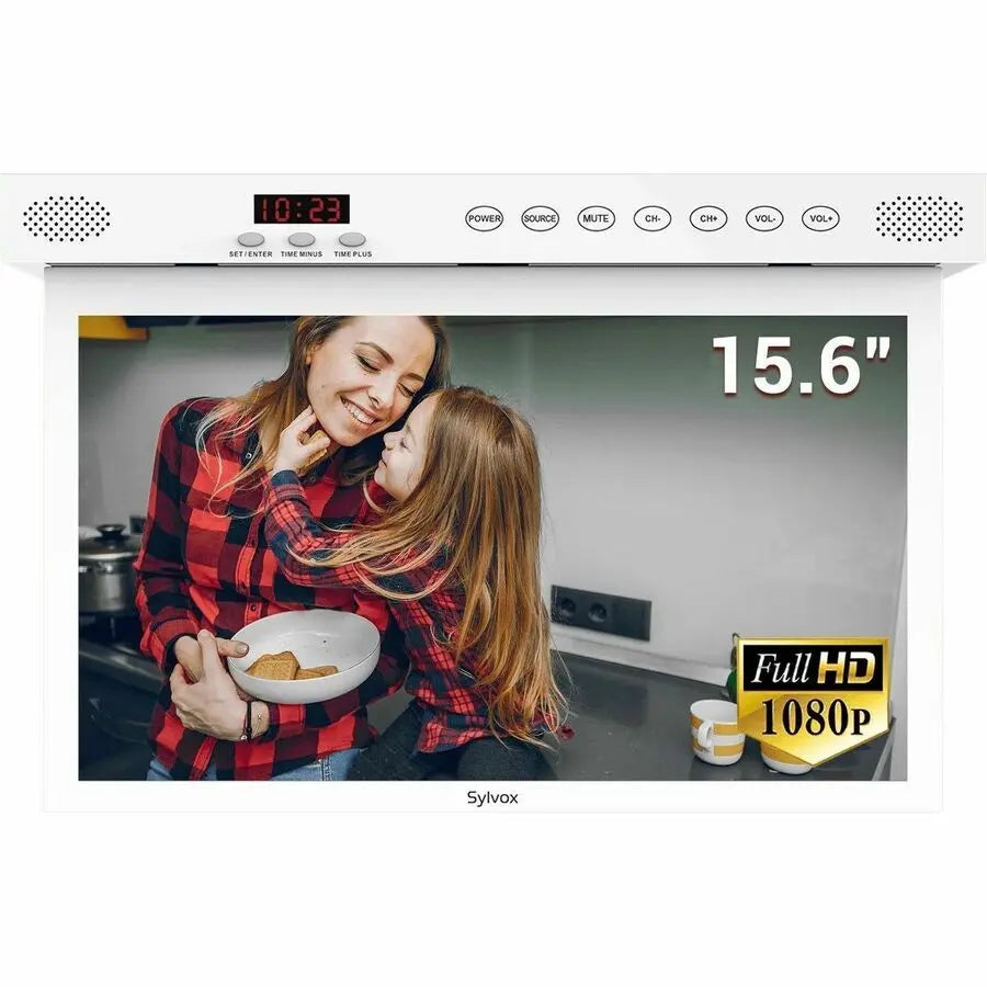 SYLVOX KT16A0KGGA 15.6-Inch Smart Under Cabinet TV for Kitchen with Flip-Down Screen and 1080p HD Resolution