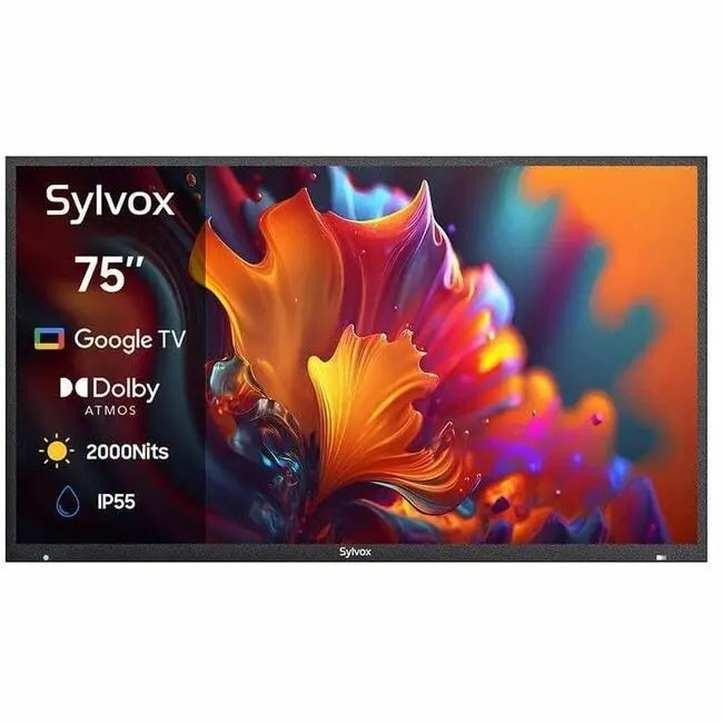 SYLVOX Full Sun OQ75A2KHGF 75-Inch 4K UHD Outdoor Smart LED-LCD TV with Google TV and Dolby Atmos