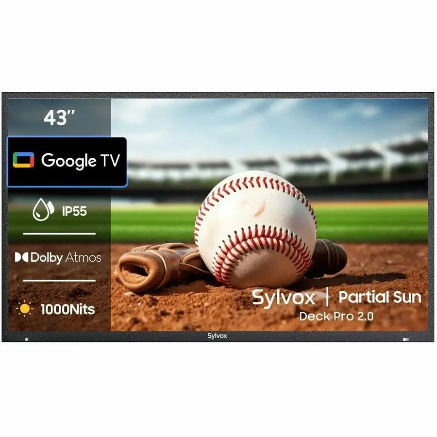 SYLVOX Deck Pro 2.0 43-Inch Outdoor 4K UHD Smart LED-LCD TV with Google TV and Dolby Sound