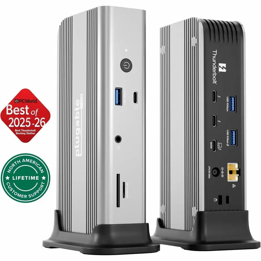 Plugable Thunderbolt 5 Dock - 140W Power Delivery, Dual 8K or 6K Displays for Mac and Windows