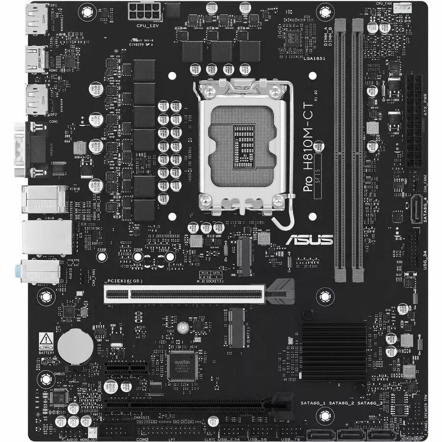 Asus Pro H810M-CT-CSM Micro ATX Desktop Motherboard with Intel LGA 1851 Socket and DDR5 Support