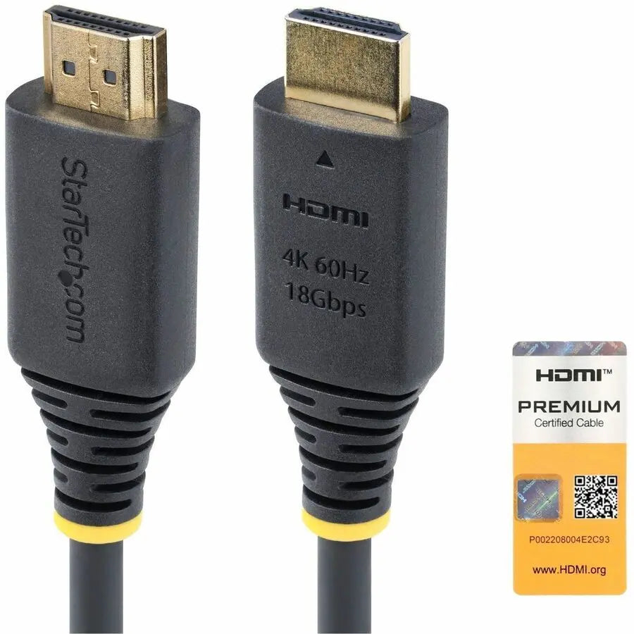 StarTech.com 1.6ft (50cm) Premium Certified High Speed HDMI Cable, 4K 60Hz/1440p 144Hz, 18Gbps, UHD HDMI 2.0 Cord, TPE Jacket
