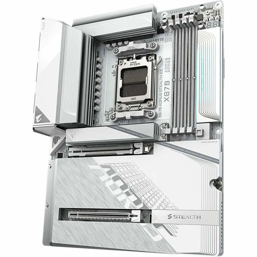 GIGABYTE STEALTH B870 AORUS STEALTH ICE Gaming Desktop Motherboard - AMD Socket AM5, ATX Form Factor with X3D Turbo Mode and DDR5 OC Support