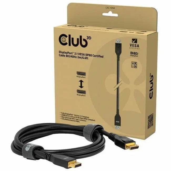 Club 3D CAC-1094 DisplayPort 2.1 VESA DP80 Certified Cable - 8K240Hz Support, 2 Meters