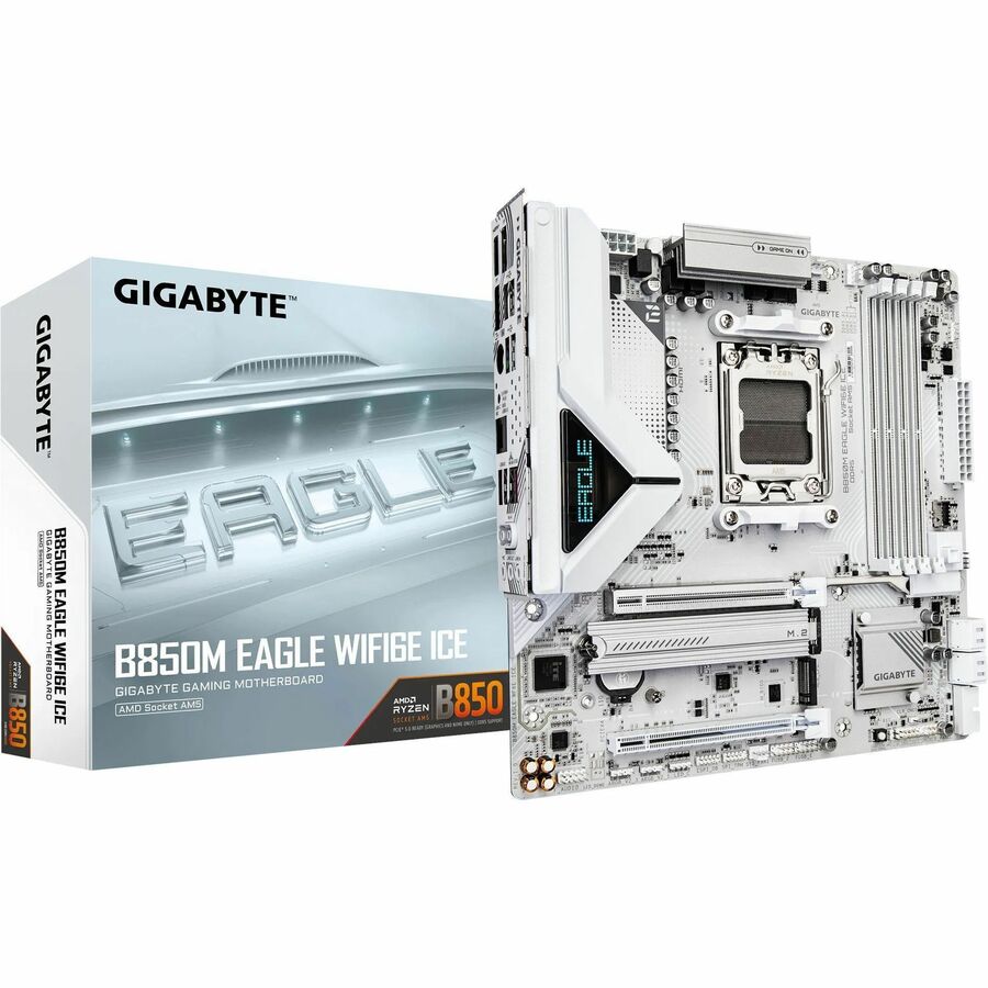 GIGABYTE Ultra Durable B850M EAGLE WIFI6E ICE Gaming Desktop Motherboard with X3D Turbo Mode and DDR5 OC Support