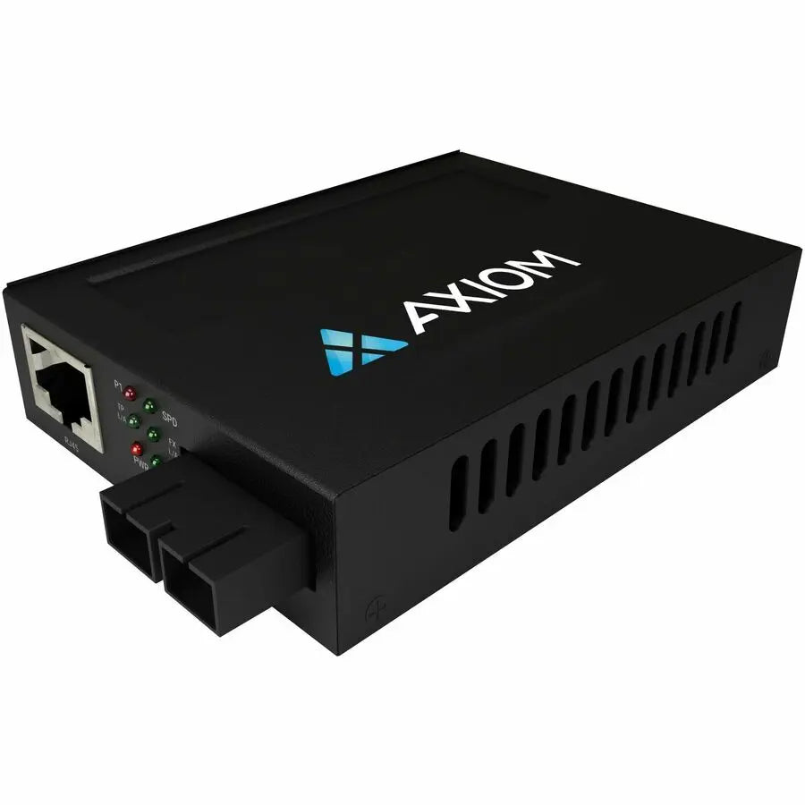 Axiom AXG103680 TAA 1Gbps PoE+ RJ45 to 1000Base-LX Fiber Media Converter with SC Connector and 40km Range
