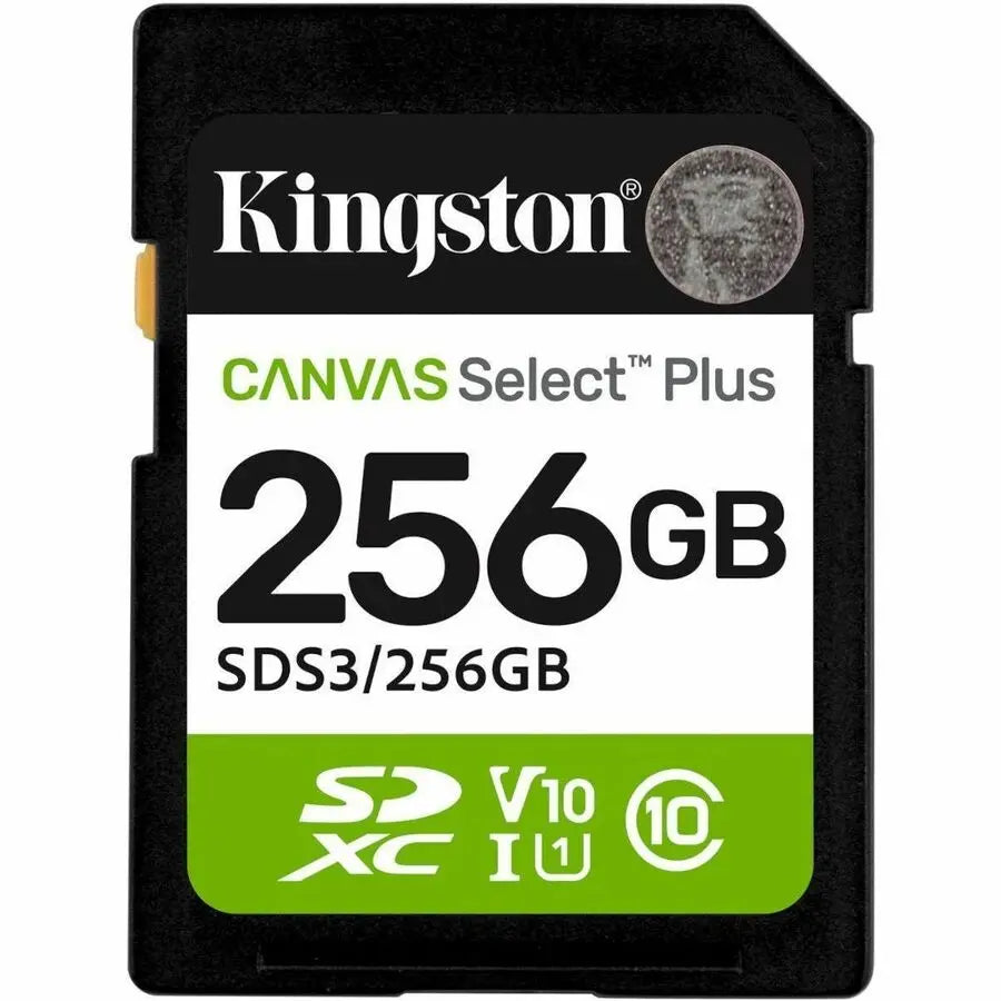 Kingston Canvas Select Plus 256GB SDXC Card - Reliable UHS-I Storage for Cameras and Full HD Video