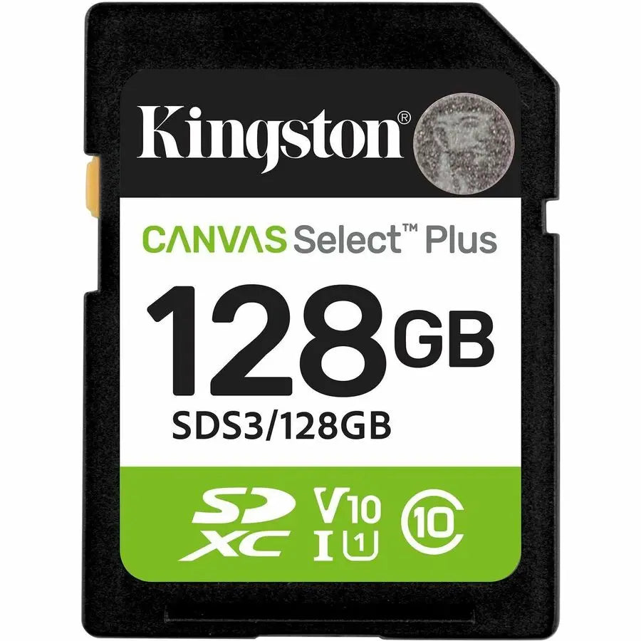 Kingston Canvas Select Plus 128GB SDXC Card - Reliable UHS-I Performance for Cameras & Full HD Video Recording