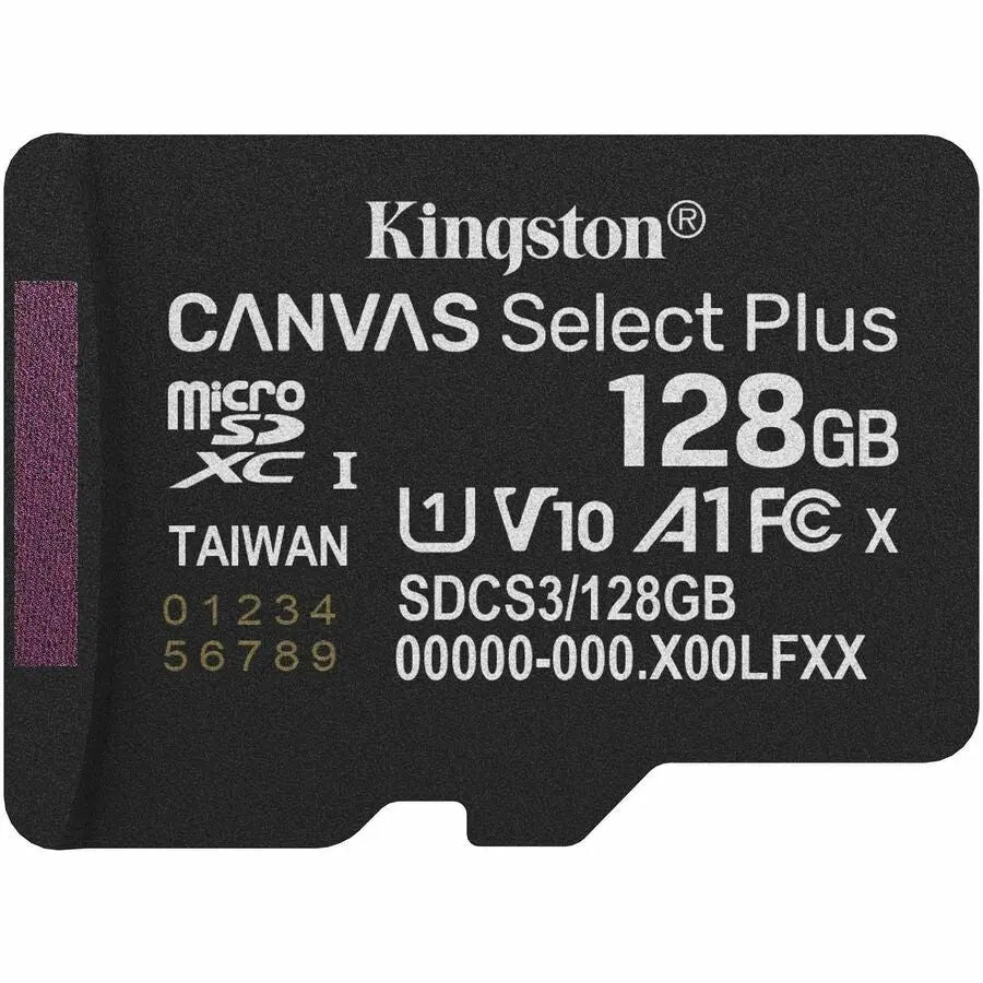 Kingston Canvas Select Plus 128GB microSDXC Card - Reliable High-Speed Storage for Android Devices and Cameras