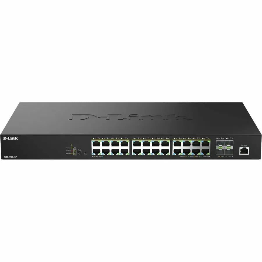 D-Link DMS-1250-28P Ethernet Switch – Managed 24-Port Multi-Gigabit PoE+ Switch with Layer 3 Support
