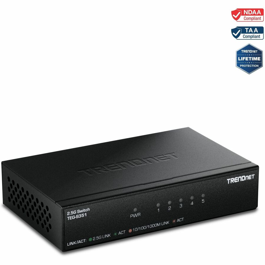 TRENDnet TEG-S351 5-Port 2.5G Ethernet Switch with Wall Mountable Design and Lifetime Warranty