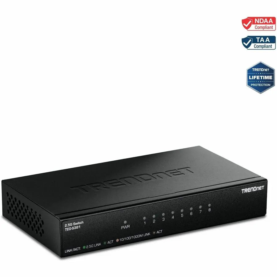 TRENDnet 8-Port 2.5Gbps Ethernet Switch TEG-S381 – High-Speed Network Expansion with 8 RJ45 Ports and 40Gbps Capacity