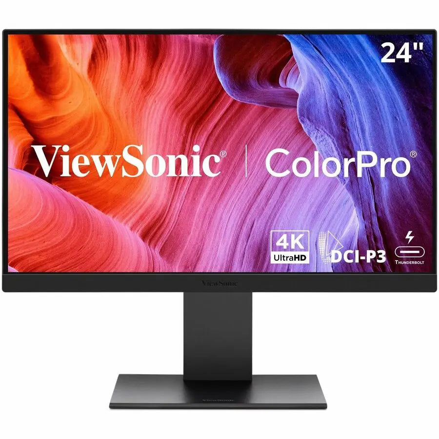 ViewSonic VP2488-4K 24 Inch 4K Mac-Ready Monitor with 100%sRGB, 98% DCI-P3, Pantone Validated, Advanced Ergonomics, Thunderbolt 4, USB Hub, HDMI, and DP for Home and Office