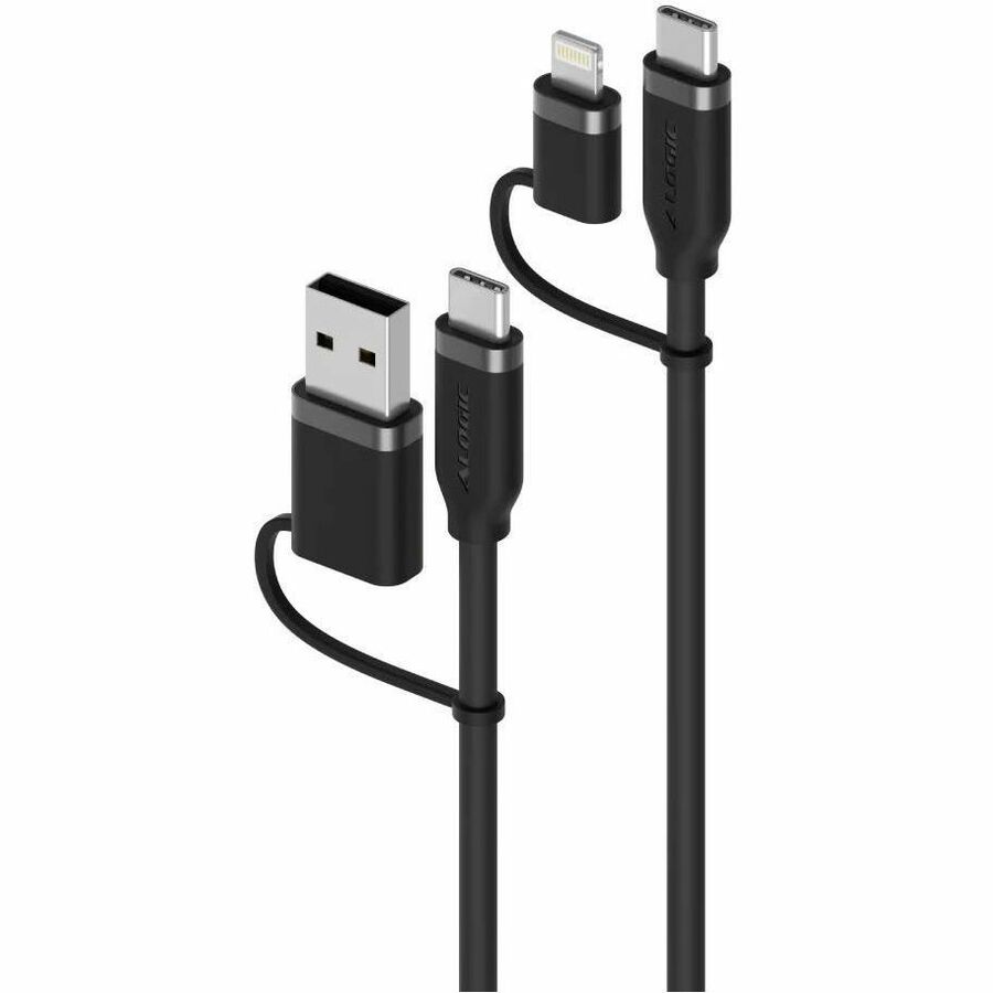 ALOGIC Elements 4-in-1 Universal Charging Cable, 100W USB-C, USB-A and Lightning, ELSI4IN1U2BK1.5