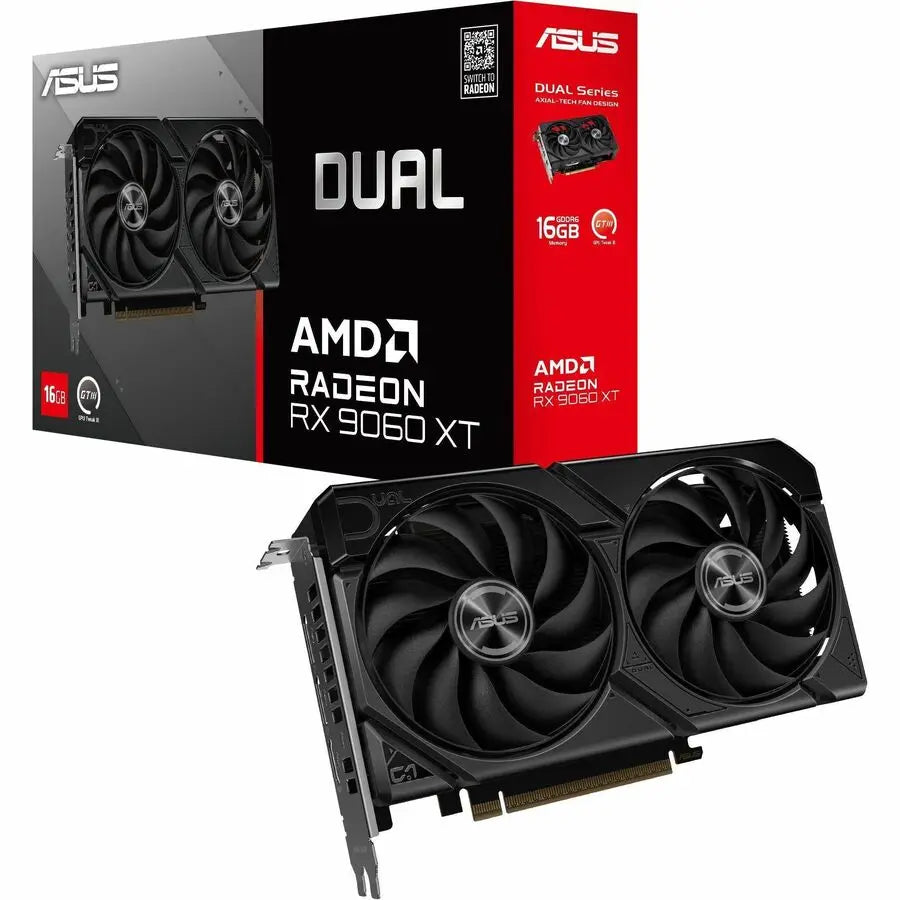 Asus AMD Radeon RX 9060 XT 16GB GDDR6 Graphics Card - Dual Radeon Dual Fans, Compact Design